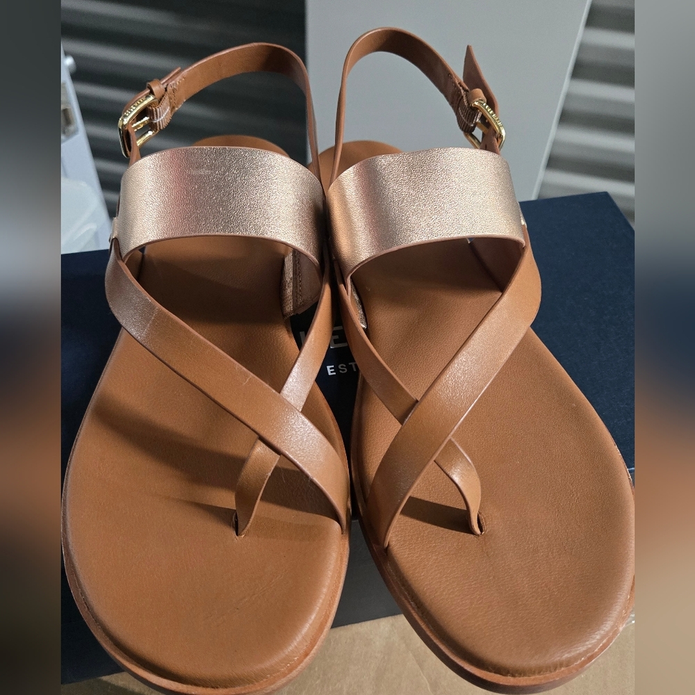 Cole Haan Tan And Rose Gold Sandals